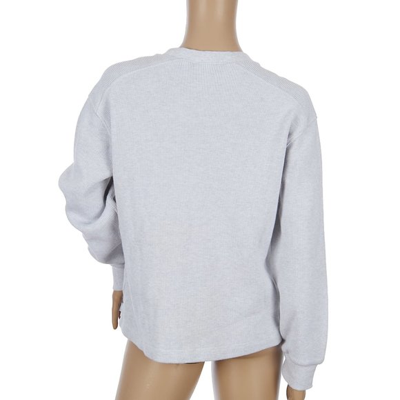 TNA Aritzia Gray Cotton Waffleknit Sweater Women's Size Small - Picture 7 of 10